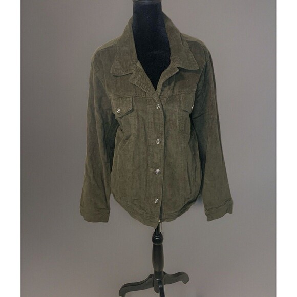 Jessica London Jackets & Blazers - Green corduroy Button 2X Jacket 20 W Soft Grunge Whimsigoth Earthy Minimal
